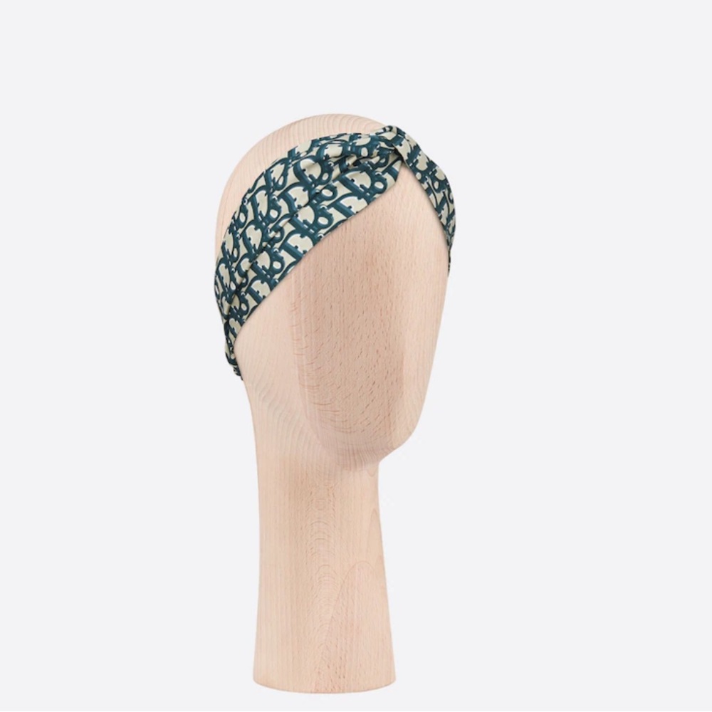 Dior Green and Cream Monogram Twisted Headband